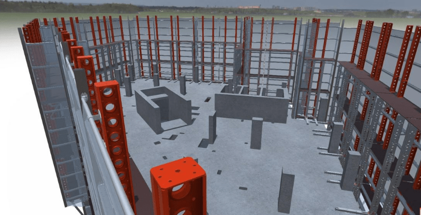 RMD Kwikform 3D CAD Drawing of a High Rise building with a safety screen in place