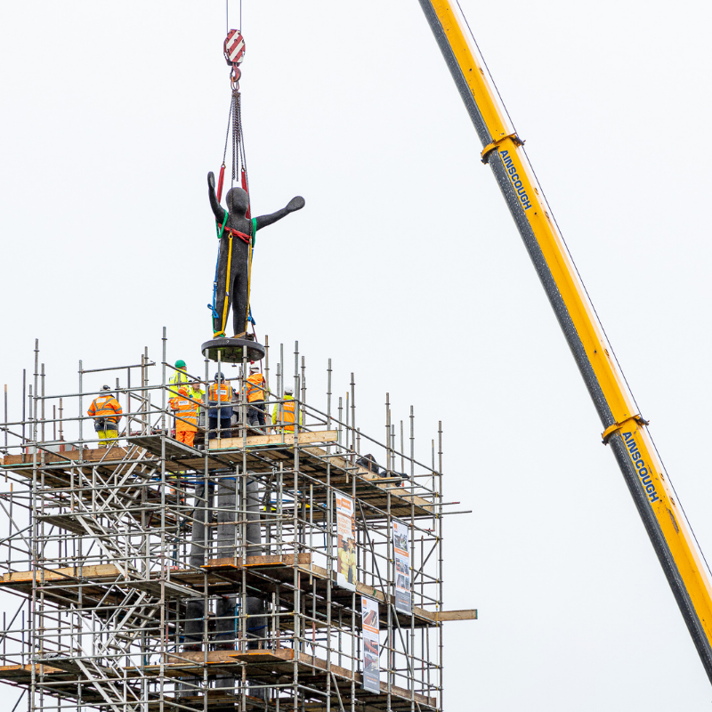 Image of Hope Project Sculpture, with a sunset in the background from a project with RMD Kwikform using Rapidshor shoring.