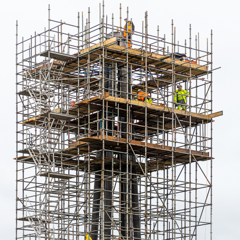 Image of Hope Project Sculpture, with a sunset in the background from a project with RMD Kwikform using Rapidshor shoring.